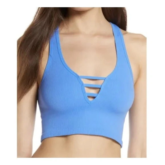 NEW Free People Intimately FP Strapped In Crop Top NWT BRAMI TANK TOP BLUE NWT - Picture 1 of 3
